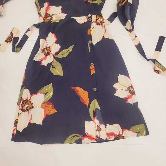 Monteau Navy Floral Kimono dress - Picture 3 of 7